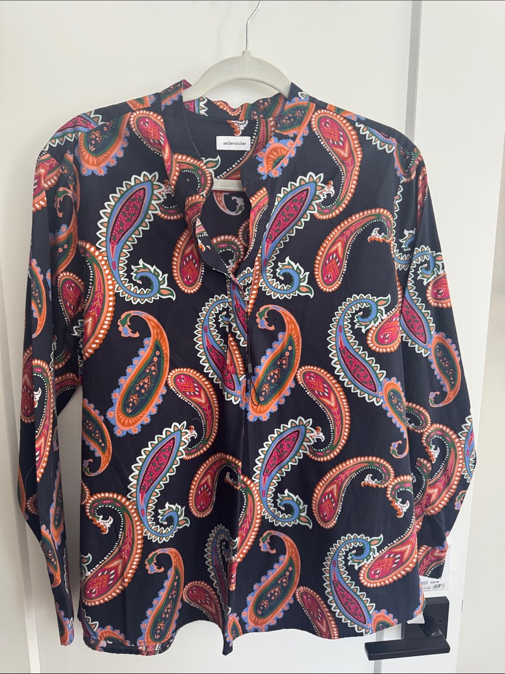 Seidensticker German Navy Paisley Button-Front Blouse‎ size 36
